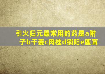 引火归元最常用的药是a附子b干姜c肉桂d锁阳e鹿茸
