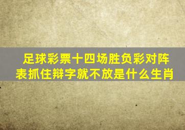 足球彩票十四场胜负彩对阵表抓住辩字就不放是什么生肖
