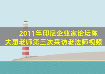 2011年印尼企业家论坛陈大惠老师第三次采访老法师视频