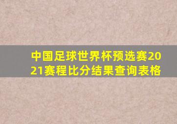 中国足球世界杯预选赛2021赛程比分结果查询表格