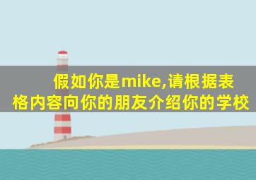 假如你是mike,请根据表格内容向你的朋友介绍你的学校