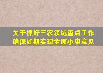 关于抓好三农领域重点工作确保如期实现全面小康意见