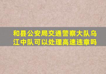和县公安局交通警察大队乌江中队可以处理高速违章吗