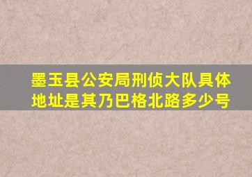 墨玉县公安局刑侦大队具体地址是其乃巴格北路多少号