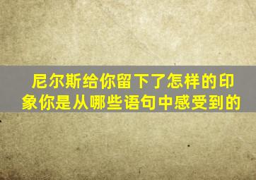 尼尔斯给你留下了怎样的印象你是从哪些语句中感受到的
