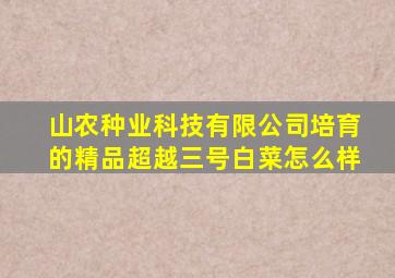 山农种业科技有限公司培育的精品超越三号白菜怎么样