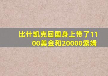 比什凯克回国身上带了1100美金和20000索姆