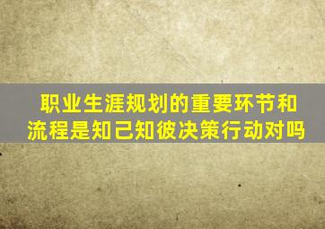 职业生涯规划的重要环节和流程是知己知彼决策行动对吗