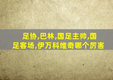 足协,巴林,国足主帅,国足客场,伊万科维奇哪个厉害