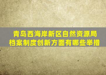 青岛西海岸新区自然资源局档案制度创新方面有哪些举措