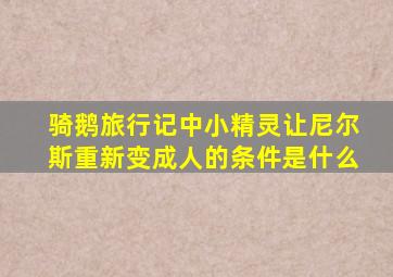 骑鹅旅行记中小精灵让尼尔斯重新变成人的条件是什么